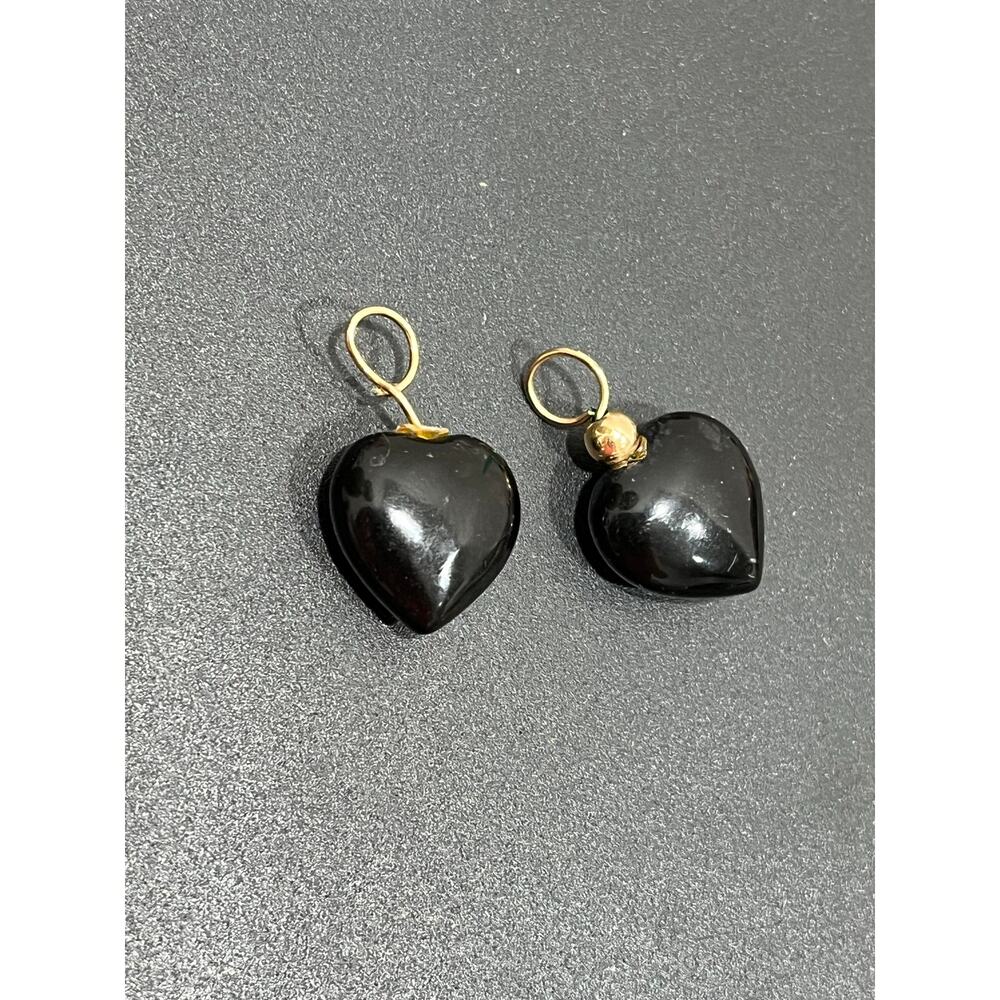 Heart Onyx? Pendants for earrings or necklace with 14k gold hooks
